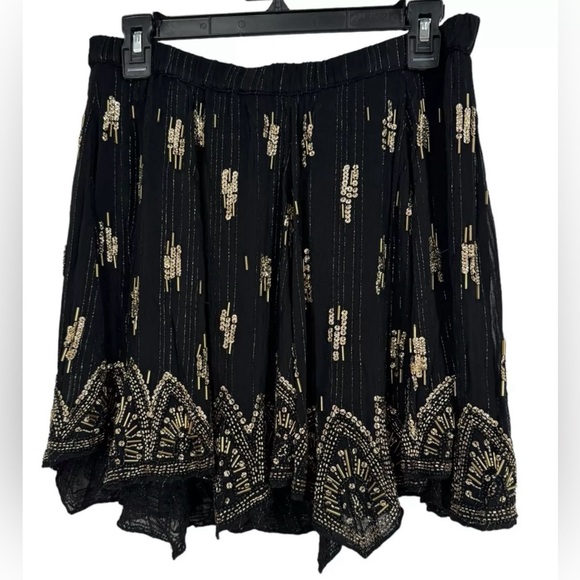 NWT Free People Shine For You Whimsigoth Dark Fairy Mini Skirt Beading Size XS - Picture 3 of 5